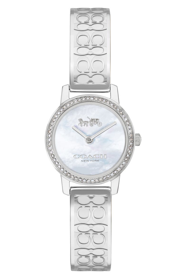Audrey Pavé Bangle Watch, 22mm, Main, color, SILVER/ WHITE MOP/ SILVER