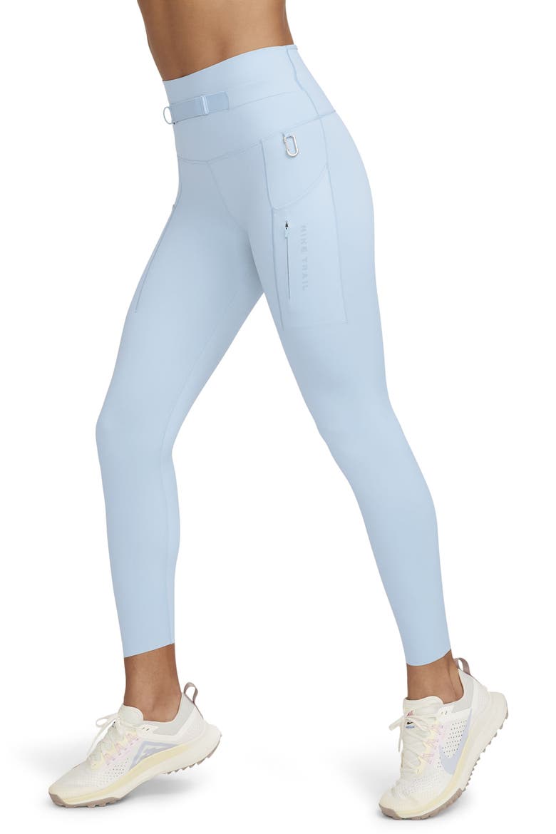 Go Trail High Waist Pocket Leggings with Detachable Pack, Main, color, LIGHT ARMORY BLUE/KHAKI