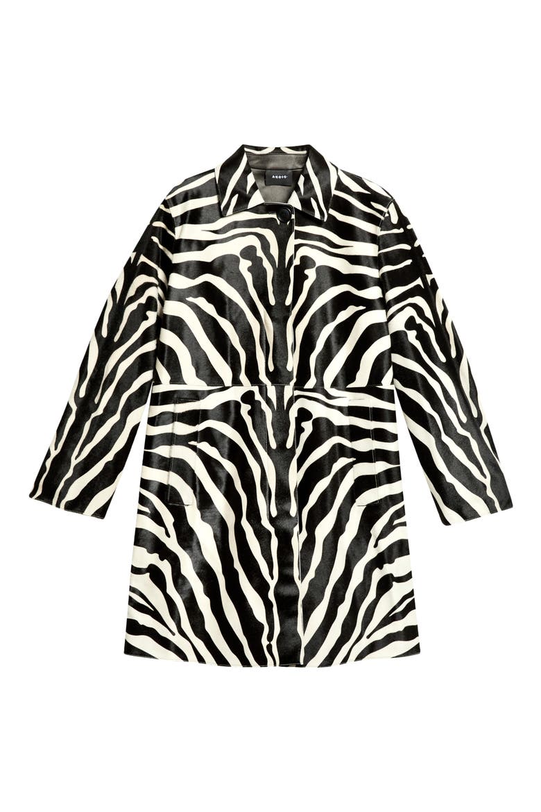 Laron Zebra Print Genuine Calf Hair Coat, Main, color, ECRU-BLACK