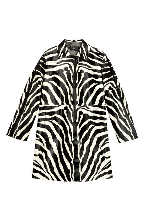 Laron Zebra Print Genuine Calf Hair Coat
