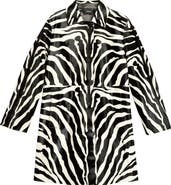 Akris Laron Zebra Print Genuine Calf Hair Coat