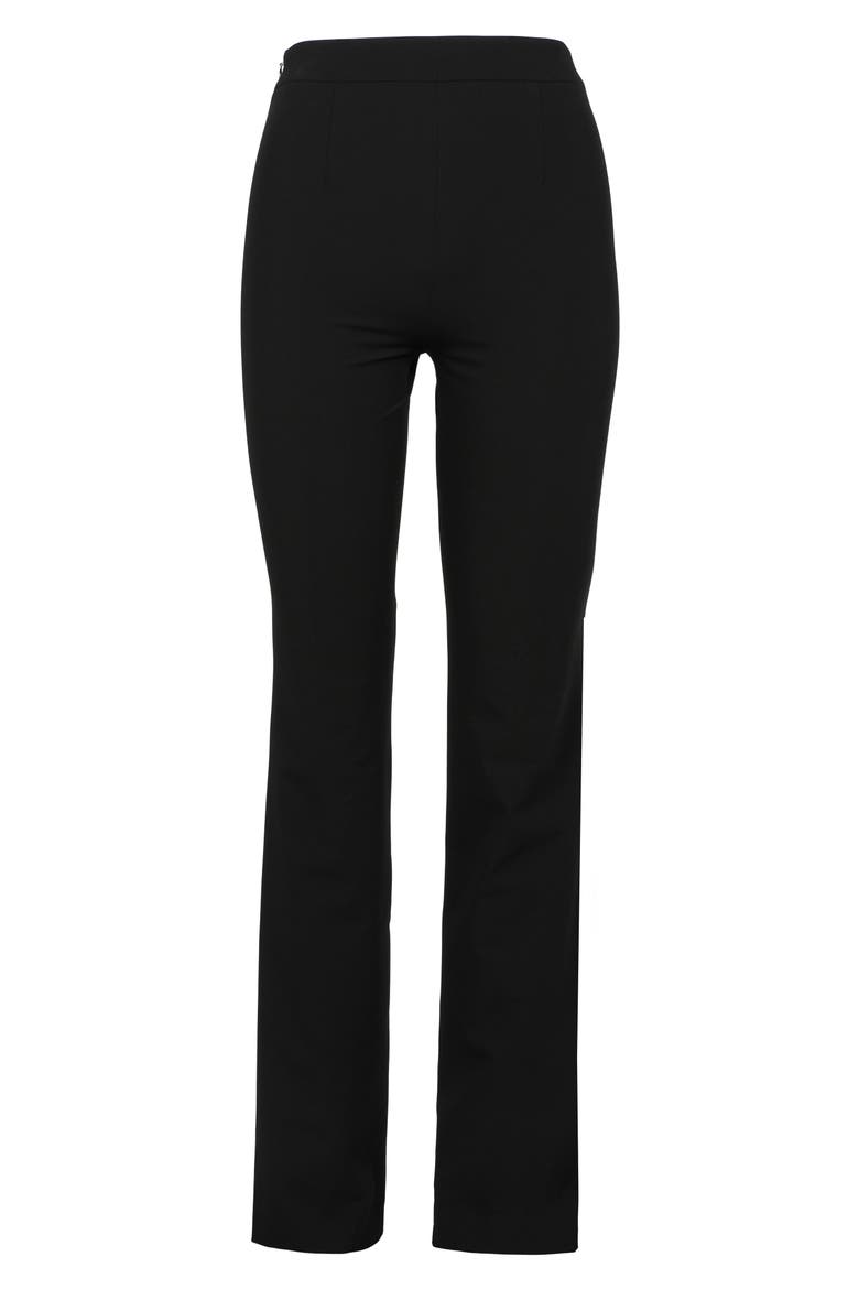 Gabardine Zip Hem Stretch Pants, Main, color, BLACK