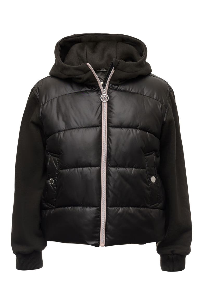 Kids' Hybrid Puffer Jacket, Main, color, BLACK