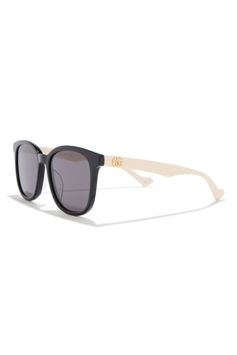 55mm Round Sunglasses, Alternate, color, BLACK WHITE GREY