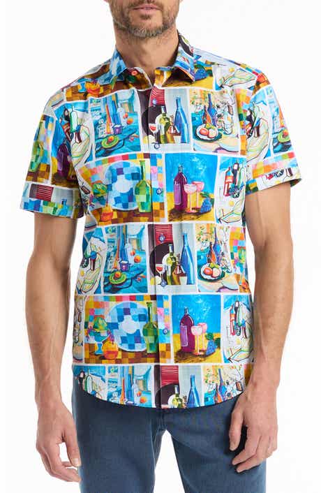 Robert Graham Wine & Dine Short Sleeve Cotton Button-Up Shirt