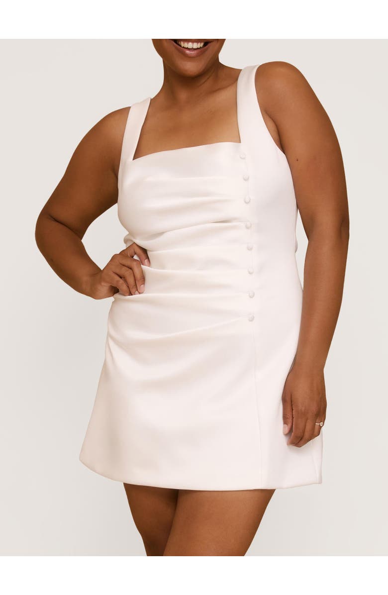 Six Stories Bonnie Square Neck Satin Mini Dress, Alternate, color, White