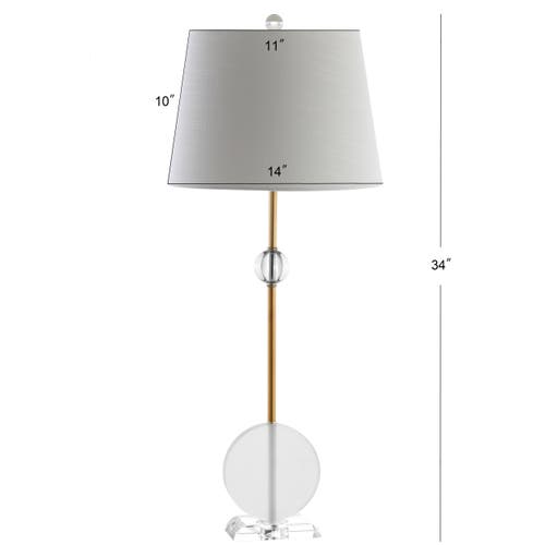 Jonathan Y Spencer 34" Crystal/metal Led Table Lamp, Brass In Clear/brass Gold