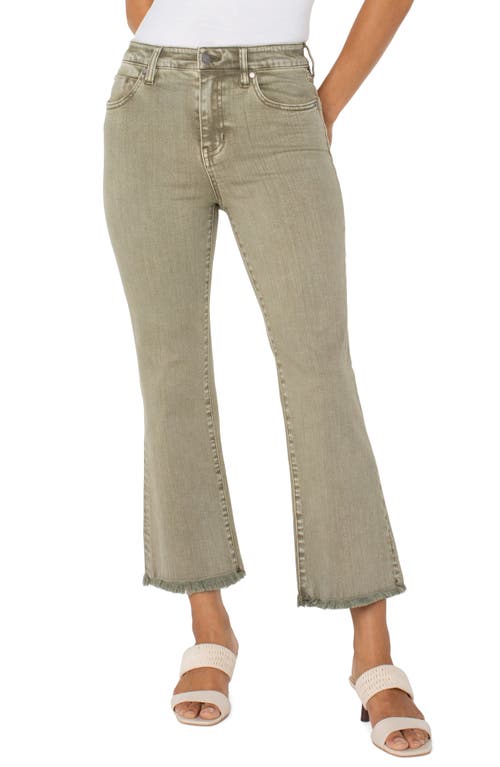 Liverpool Los Angeles Hannah Frayed Crop Flare Jeans In Green