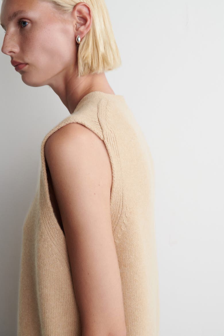 Knitted Cashmere-Blend Tank, Alternate, color, BEIGE