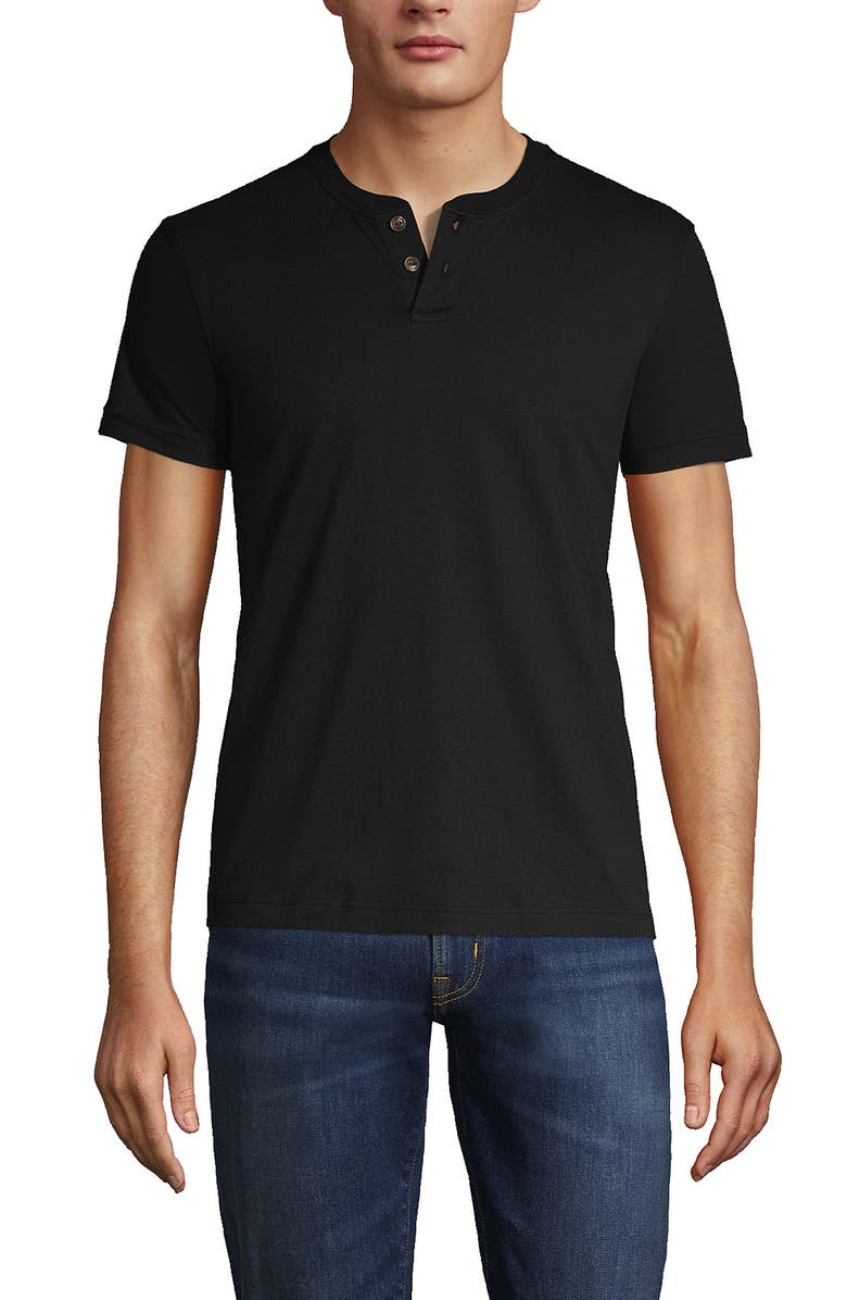 Lands' End Short Sleeve Super-T Henley, Main, color, Black