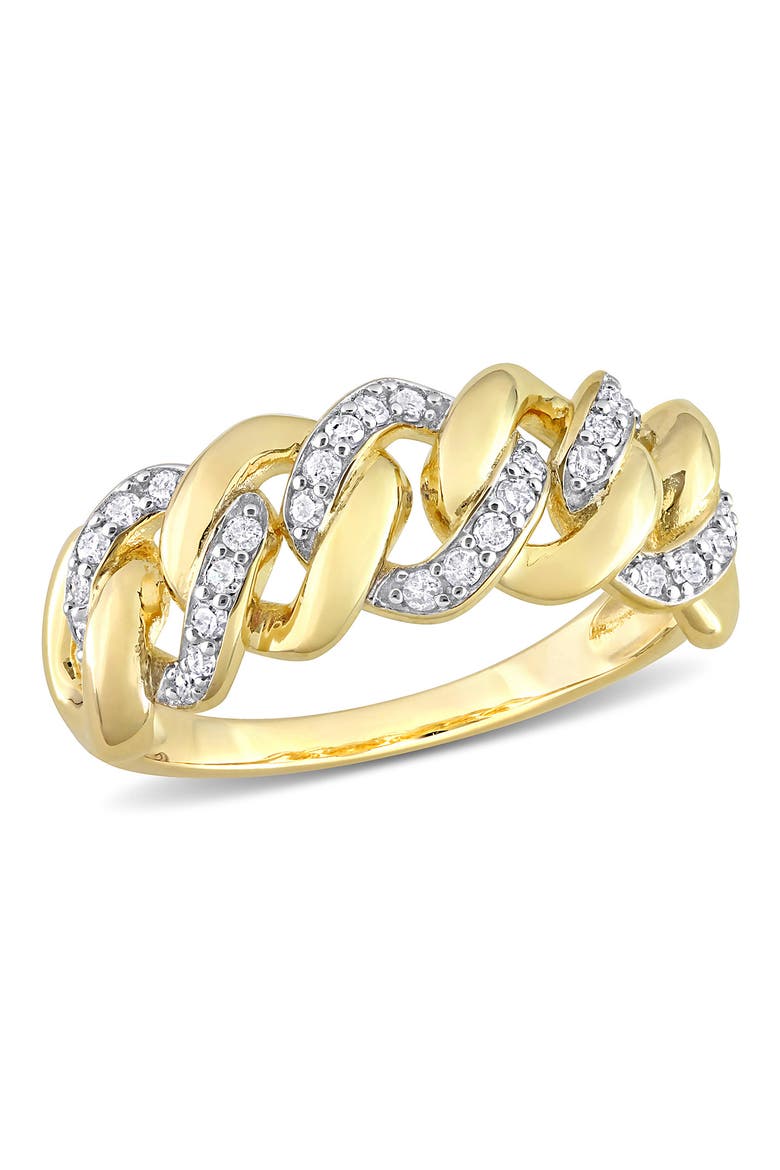 Yellow Rhodium Plated Pave Diamond Interlocking Band Ring - 0.24 ctw, Main, color, GOLD