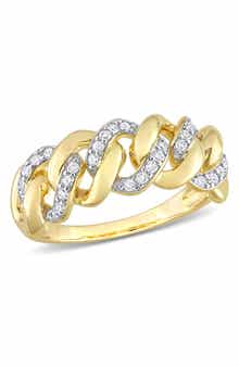 DELMAR Yellow Rhodium Plated Pave Diamond Interlocking Band Ring - 0.24 ctw