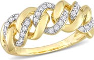 DELMAR Yellow Rhodium Plated Pave Diamond Interlocking Band Ring - 0.24 ctw