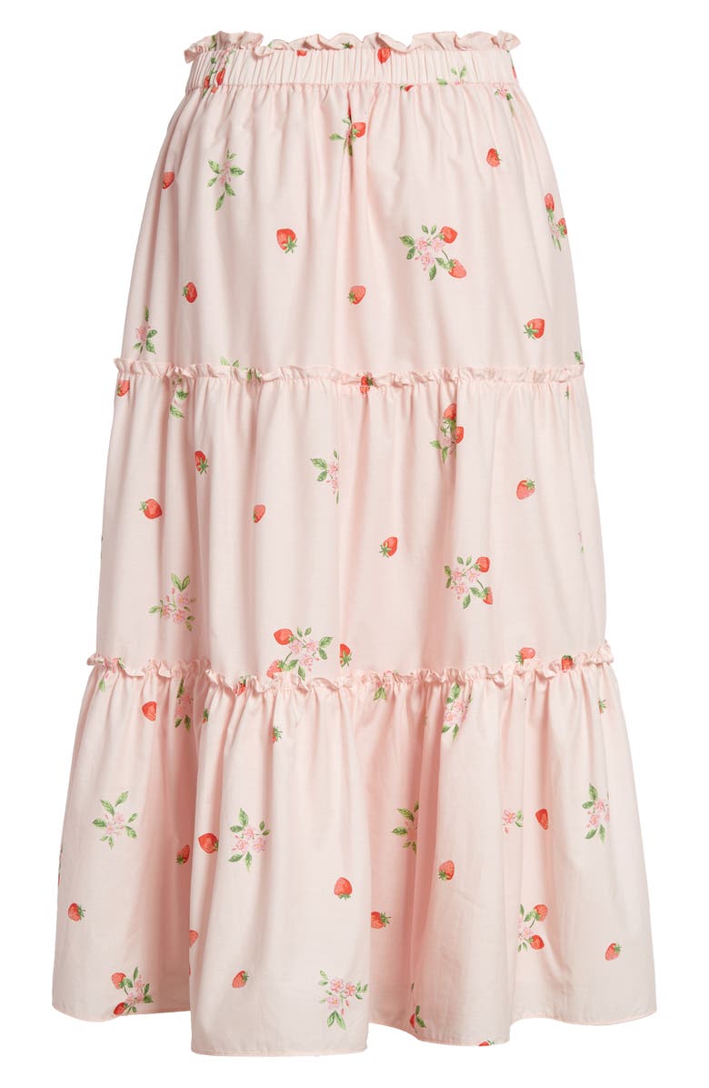 Rachel Parcell Strawberry Print Tiered Skirt, Alternate, color,