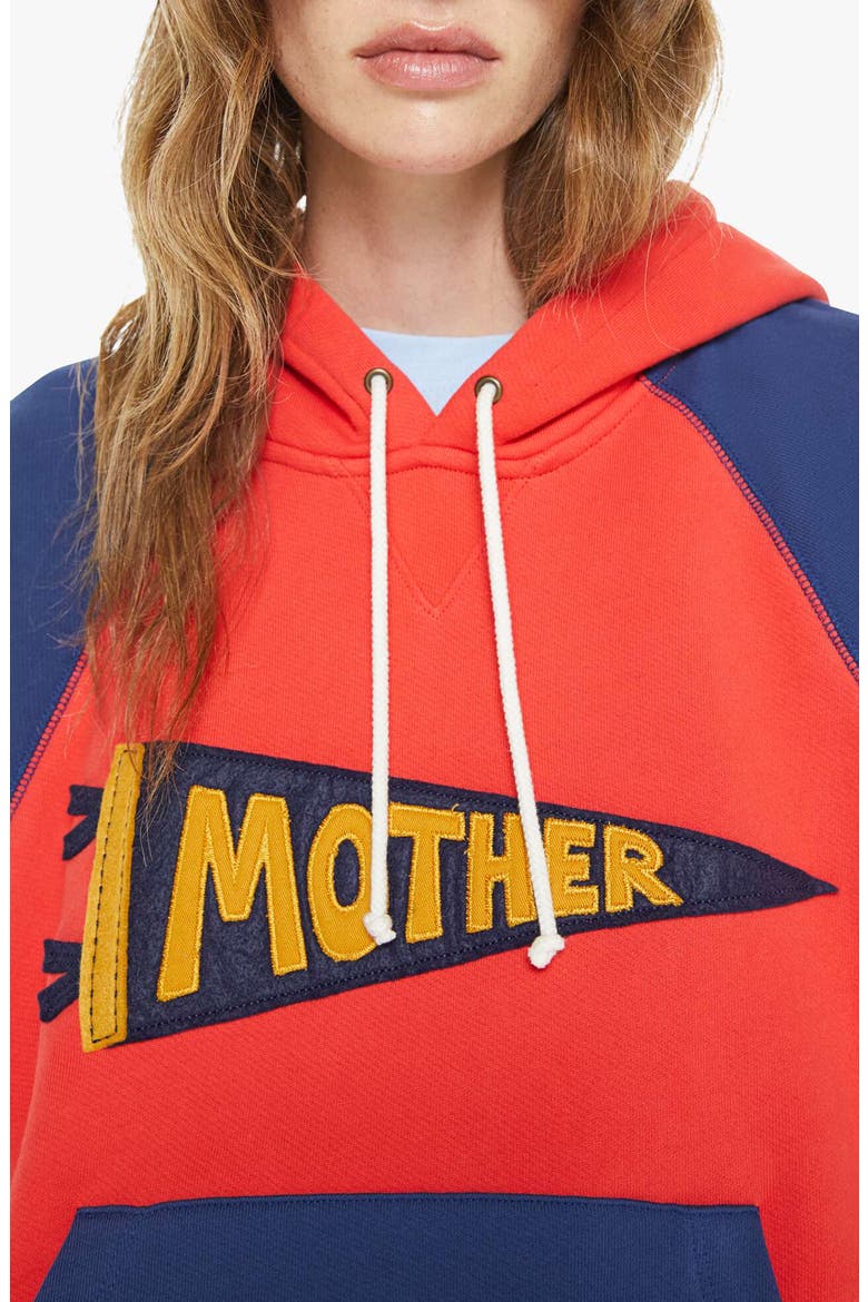 The Square Colorblock Appliqué Cotton Hoodie, Alternate, color, MOTHER PENNANT
