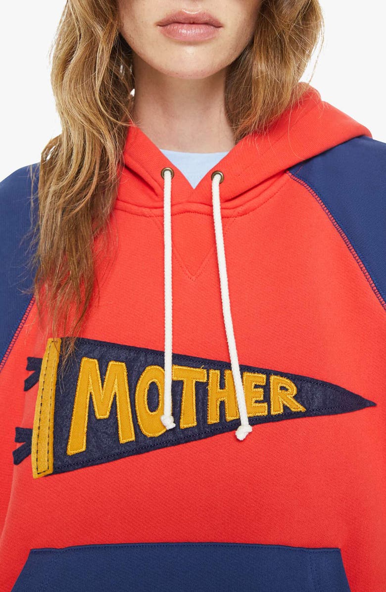 MOTHER The Square Colorblock Appliqué Cotton Hoodie, Alternate, color, Mother Pennant