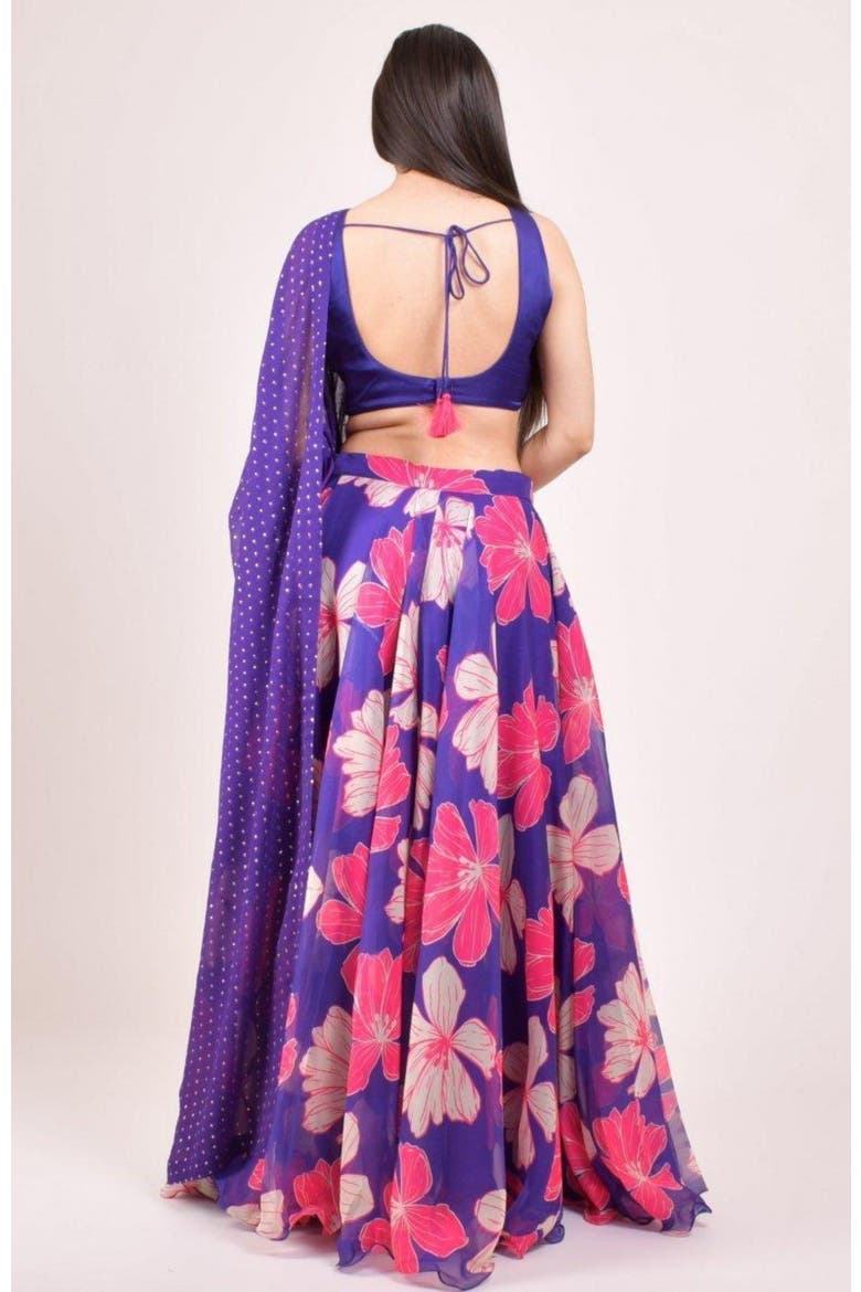 Floral Organza Embroidered Lehenga Choli, Alternate, color, Purple