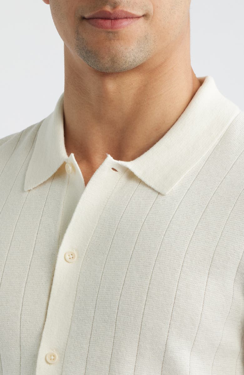 Reigning Champ Piazza Rib Cotton & Linen Full Button Cardigan, Alternate, color, Ivory