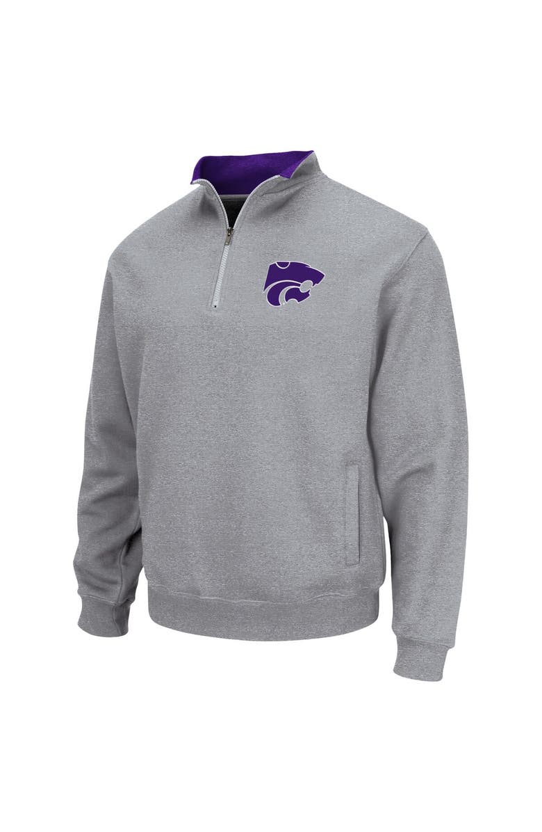 COLOSSEUM Men's Colosseum Heathered Gray Kansas State Wildcats Tortugas Team Logo Quarter-Zip Jacket, Alternate, color, Heather Gray