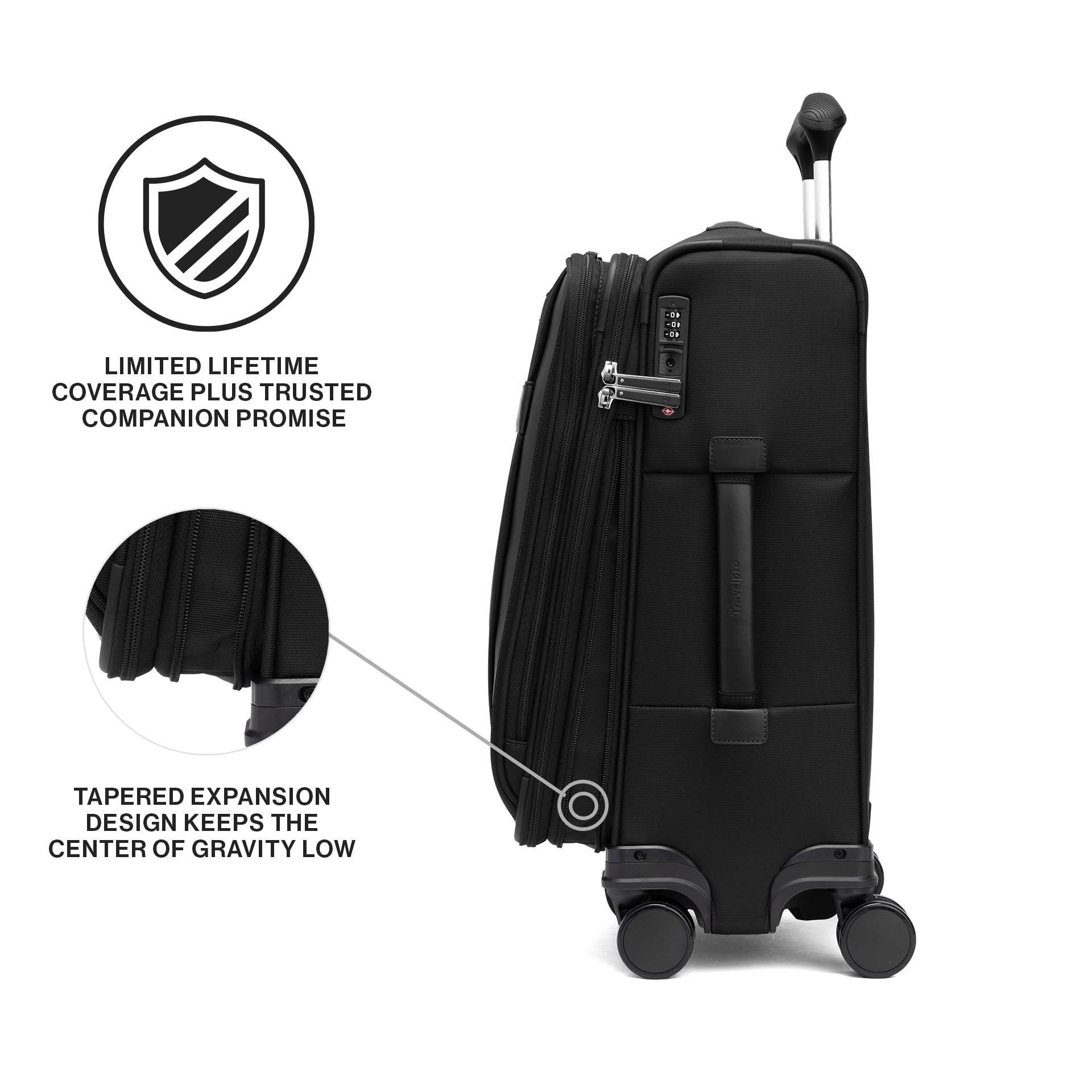 TRAVELPRO Versapack + Lightweight Softside Expandable 21" Carry On Spinner Luggage, Alternate, color, Black