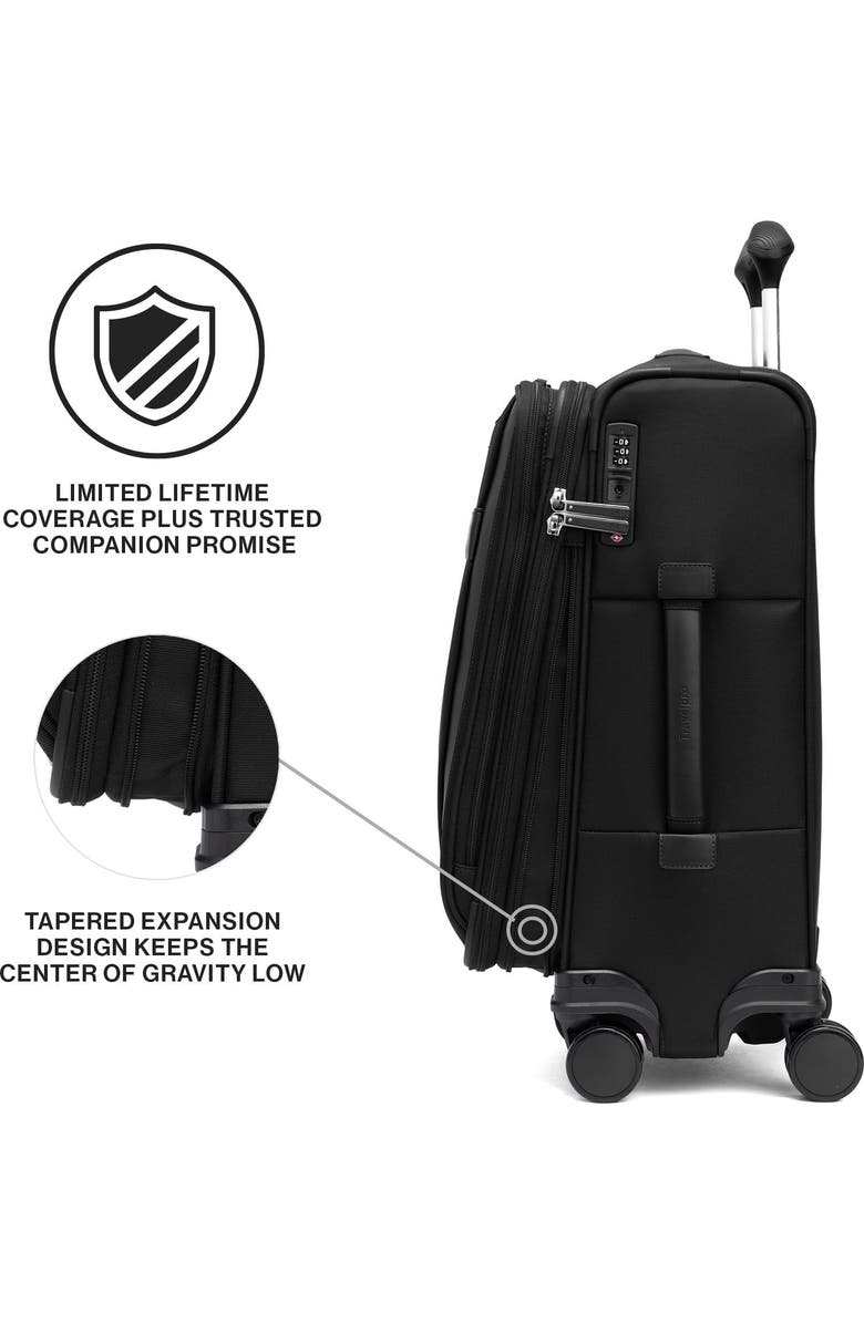 TRAVELPRO Versapack + Lightweight Softside Expandable 21" Carry On Spinner Luggage, Alternate, color, Black