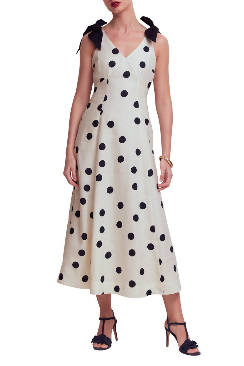 empire waist polka dot dress BLU PEPPER Polka Dot Empire Waist Spaghetti Strap Midi Dress