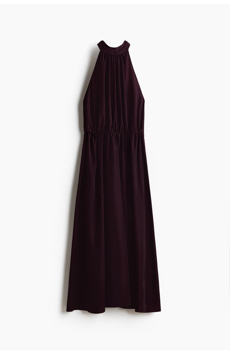 H&M Long Halterneck Dress, Main, color, Dark Purple