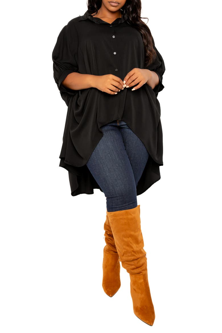 Flowy High-Low Shirt, Main, color, BLACK