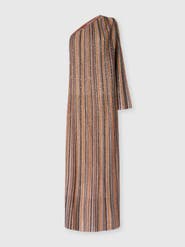 Missoni One-shoulder Long Dress In Ribbed Viscose Lamé