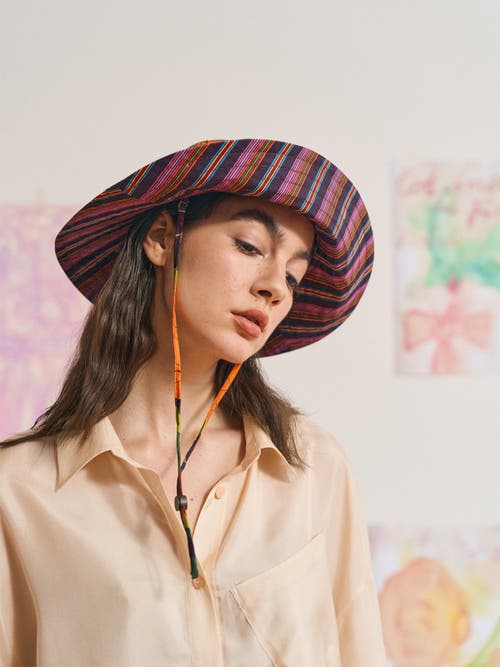 Lost Pattern Nyc Women's Frida X Lost Pattern "frida's Garden" Cotton Reversible Sun Hat - Green In Multi
