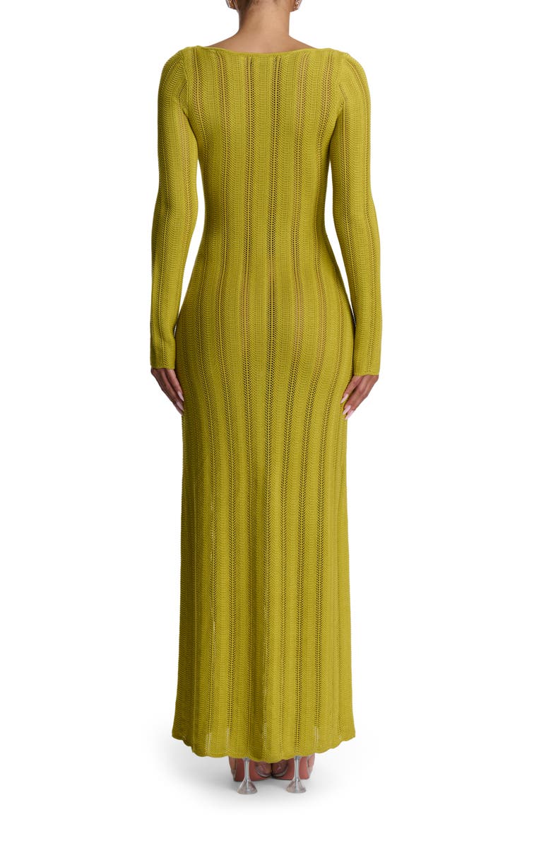 Naked Wardrobe Long Sleeve Knit Maxi Dress, Alternate, color, Chartreuse