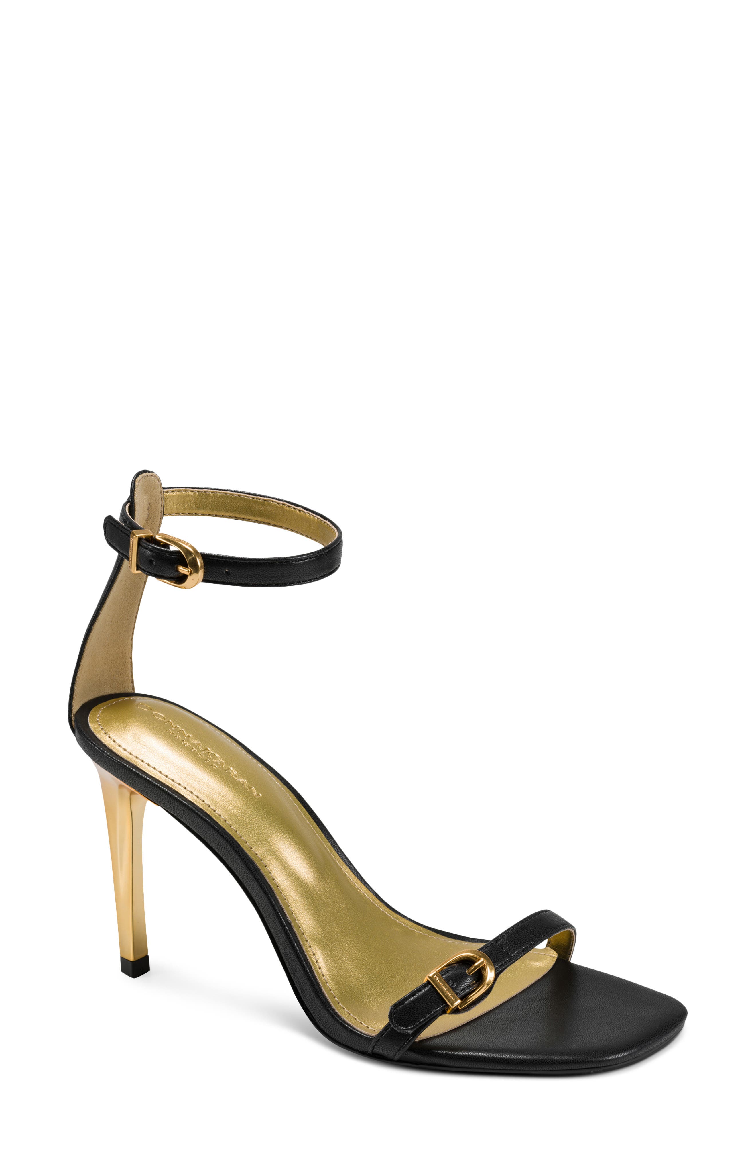 DKNY Pryce Ankle Strap Sandal, Main, color, Black
