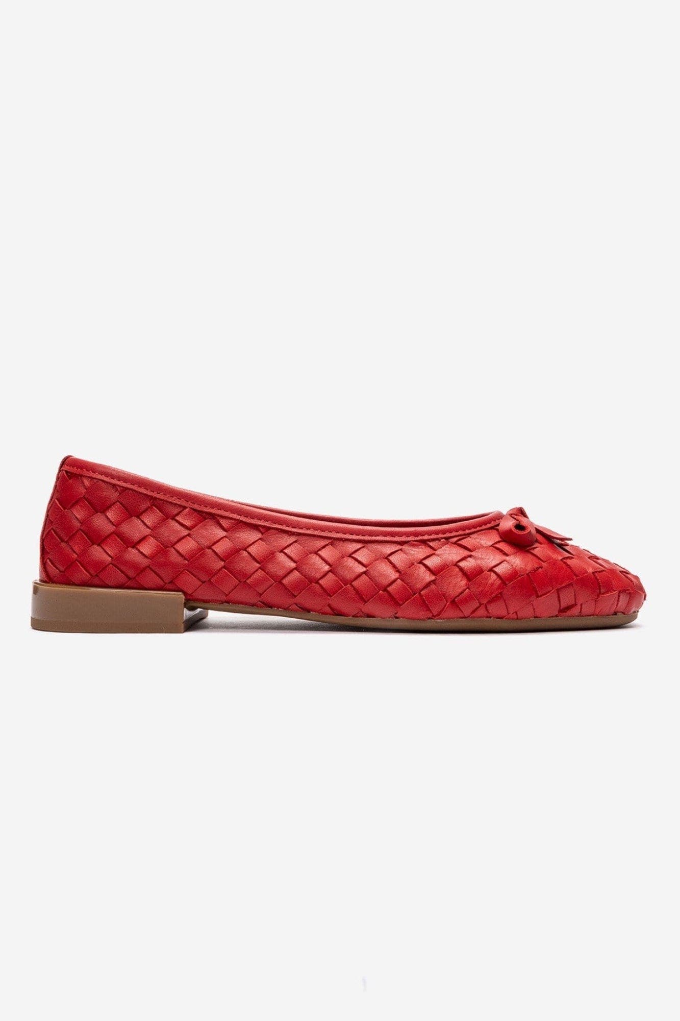 Garen Leather Ballet Flat, Alternate, color, Red