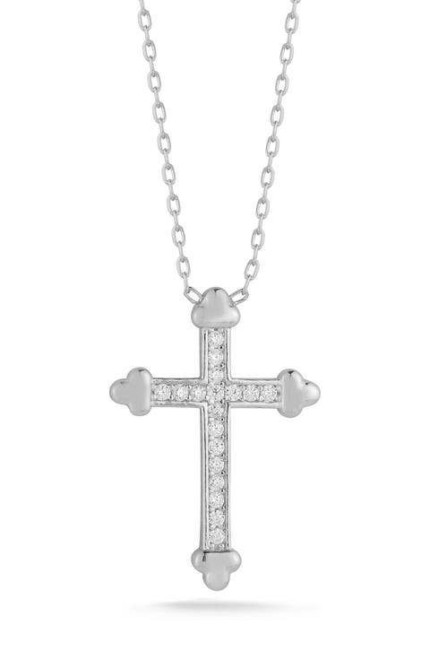 Cubic Zirconia Cross Pendnat Necklace