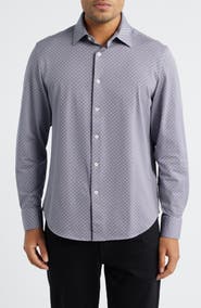 Bugatchi James OoohCotton® Mosaic Print Twill Button-Up Shirt