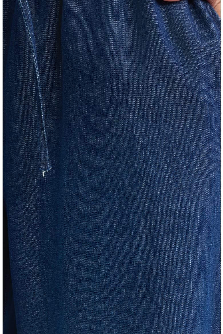 Drawstring Wide Leg Chambray Pants, Alternate, color, DARK WASH
