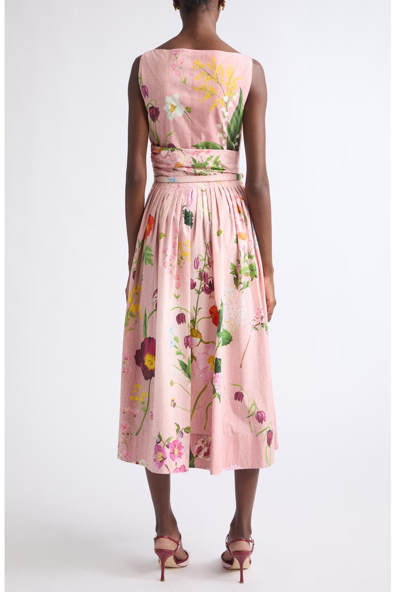 Mixed Botanical Cotton Stretch Poplin Midi Dress, Alternate, color, BLUSH MULTI