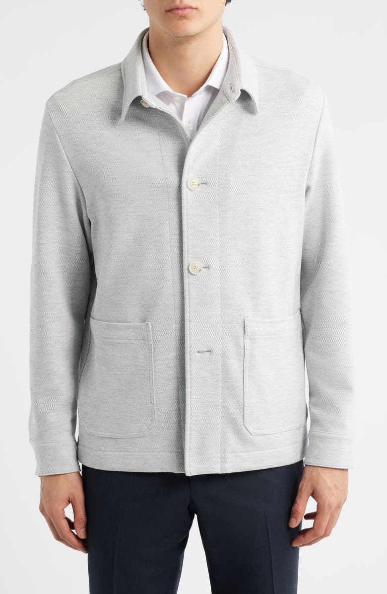 BOSS Carper Knit Shirt Jacket, Alternate, color, Silver