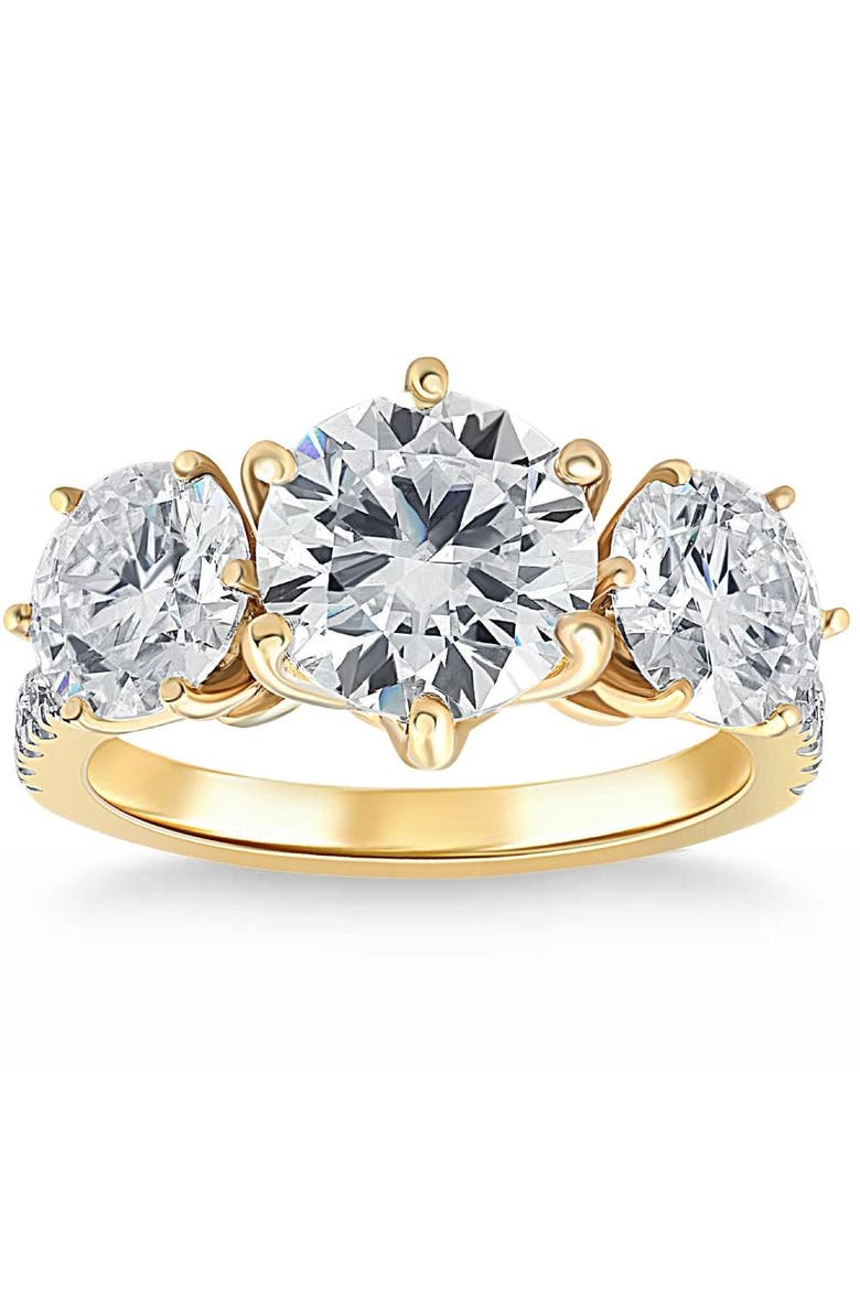 6 1/4 Ct Three Stone Diamond Engagement Ring Lab Grown Gold, Main, color, 10k White Gold