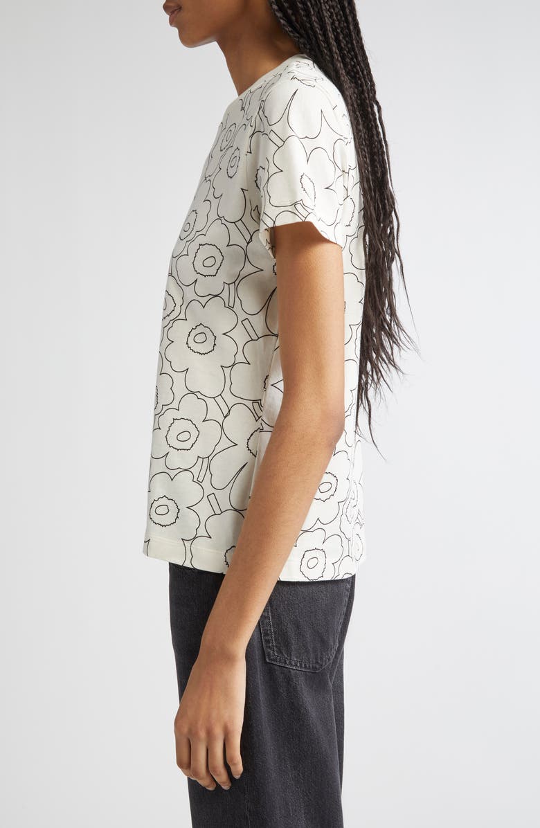 Marimekko Heleys Piirto Unikko Cotton T-Shirt, Alternate, color, Off White, Black