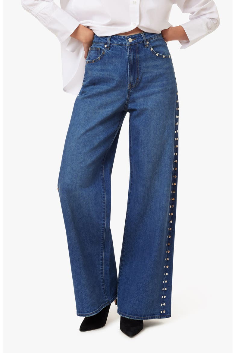Gemma Studded Wide Leg Jeans, Main, color, BAY