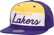 Mitchell & Ness Men's Mitchell & Ness White/Purple Los Angeles Lakers Retro Sport Color Block Script Snapback Hat