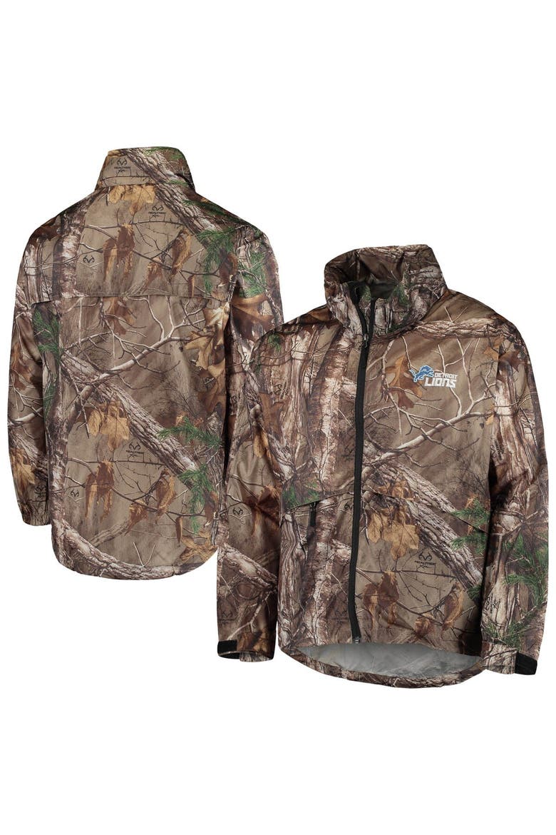 Men's Dunbrooke Realtree Camo Detroit Lions Circle Sportsman Waterproof Packable Full-Zip Jacket, Main, color, Realtree Camo