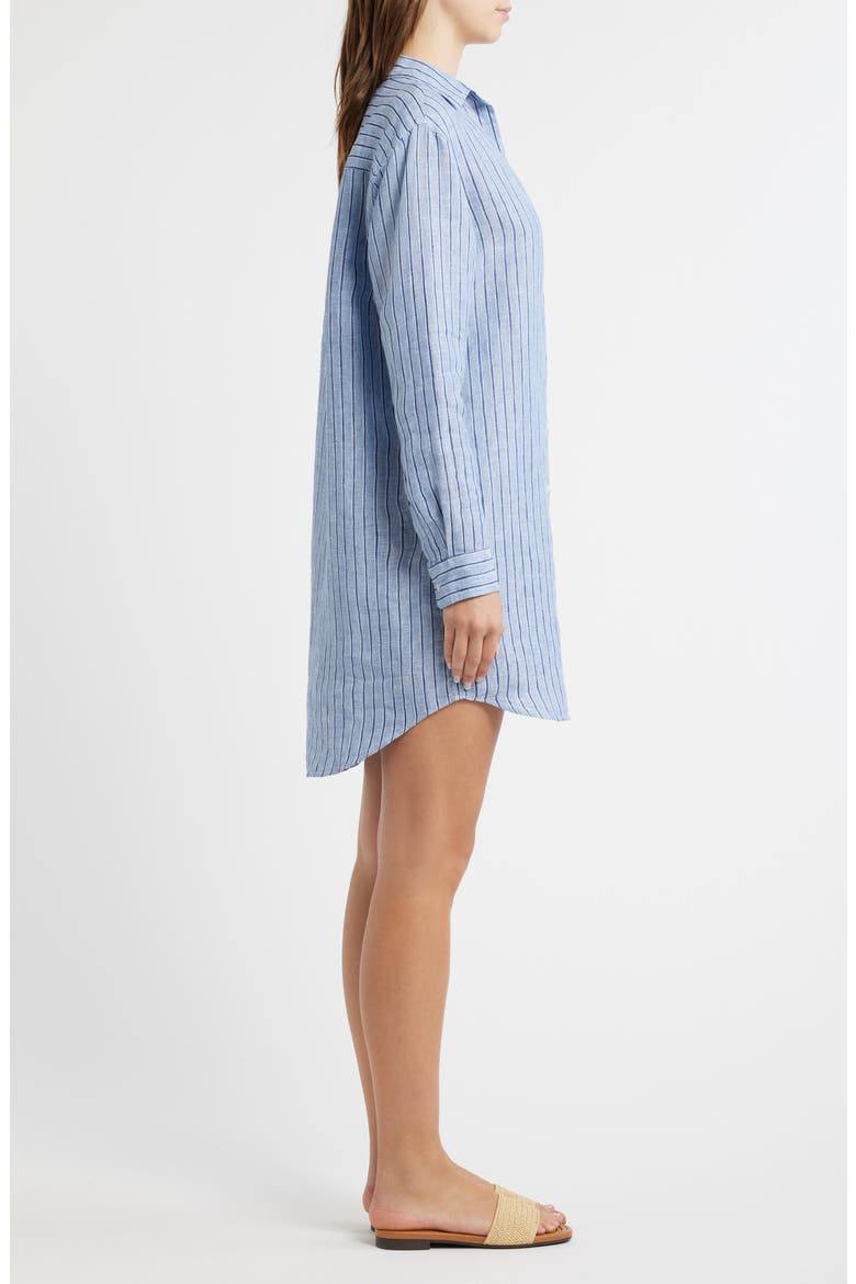 Mary Classic Long Sleeve Shirtdress, Alternate, color, BLUE NAVY STRIPE