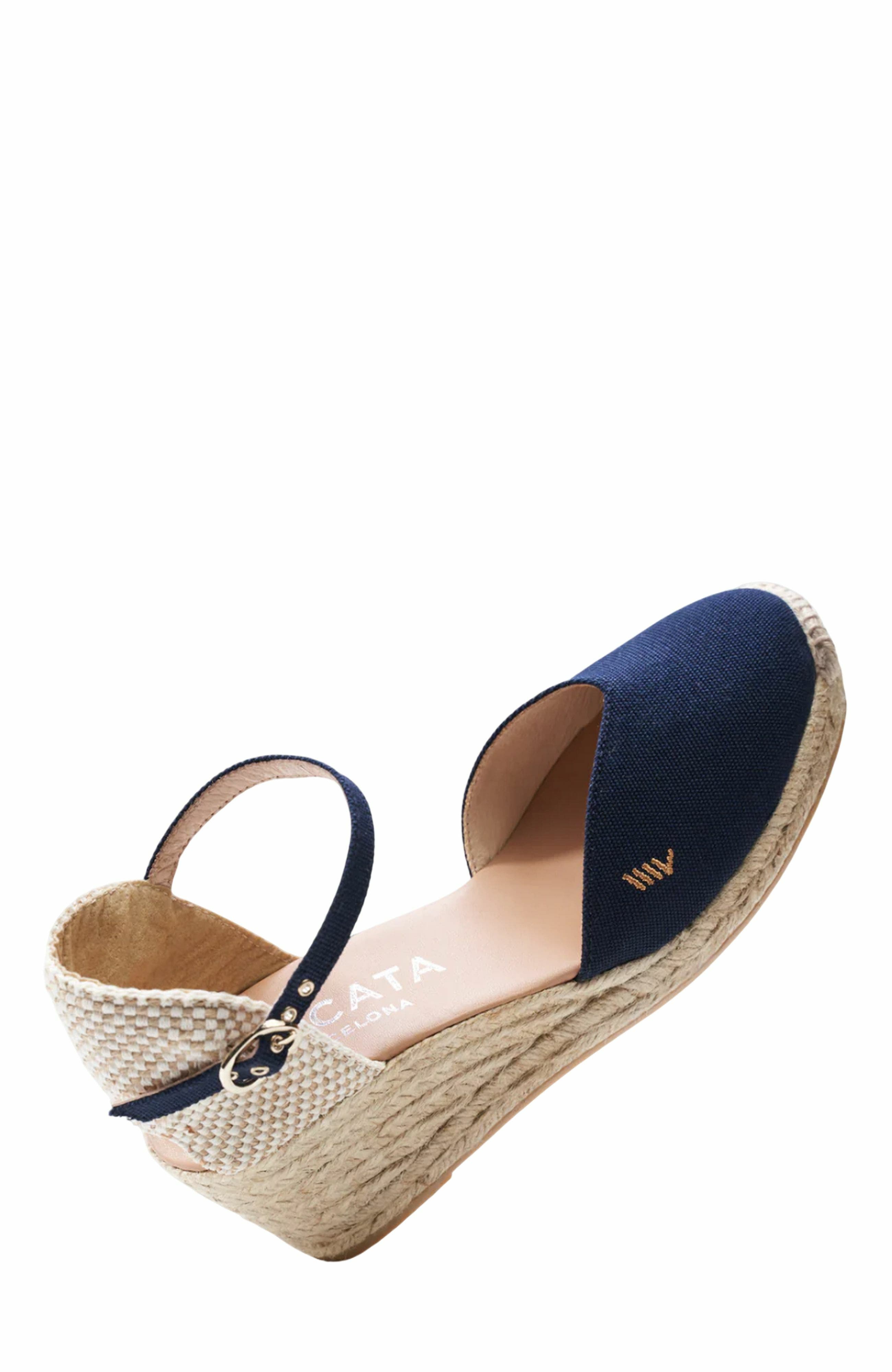 Reus Canvas Espadrille Wedges, Alternate, color, Navy Blue