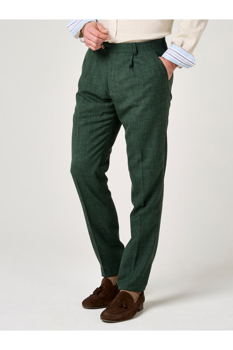 Linen Wool Blend Trousers, Main, color, Emerald Green