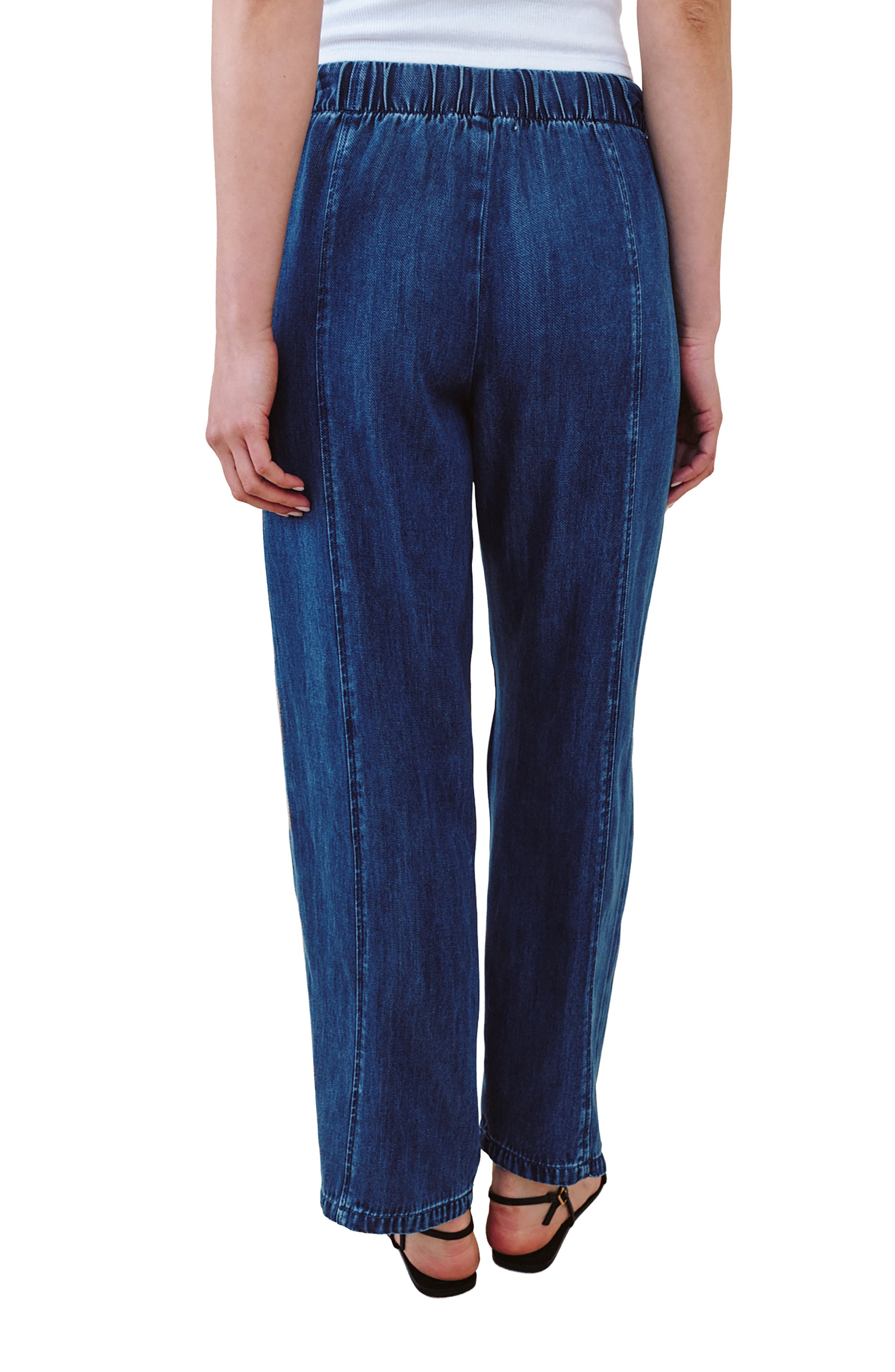 Seamed Pull-On Barrel Chambray Pants - image 2