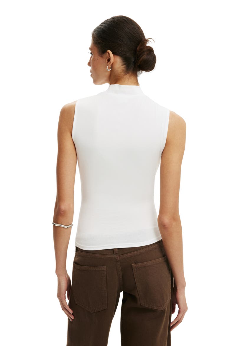 Women's Mock Neck Tank, Alternate, color, White