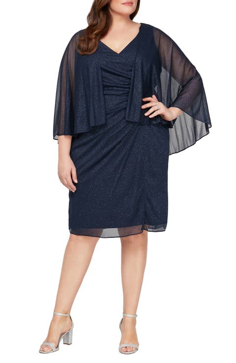 Surplice Neck Long Sleeve Cocktail Dress