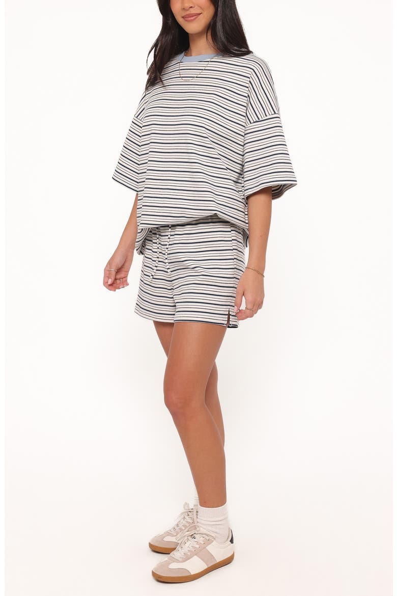 Hellen Stripe Knit T-Shirt & Shorts Set, Alternate, color, BLUE/CREAM STRIPE